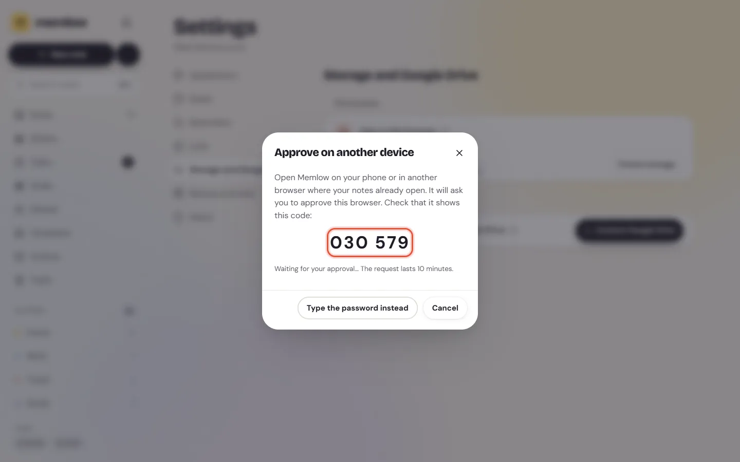On the web, Approve on another device: a six-digit code and Waiting for your approval